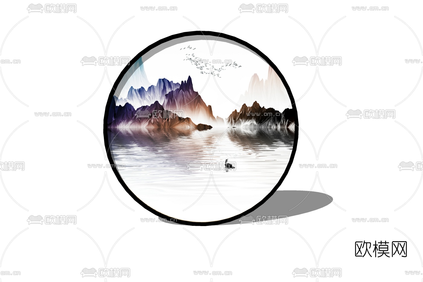 新中式风景装饰画免费su模型下载