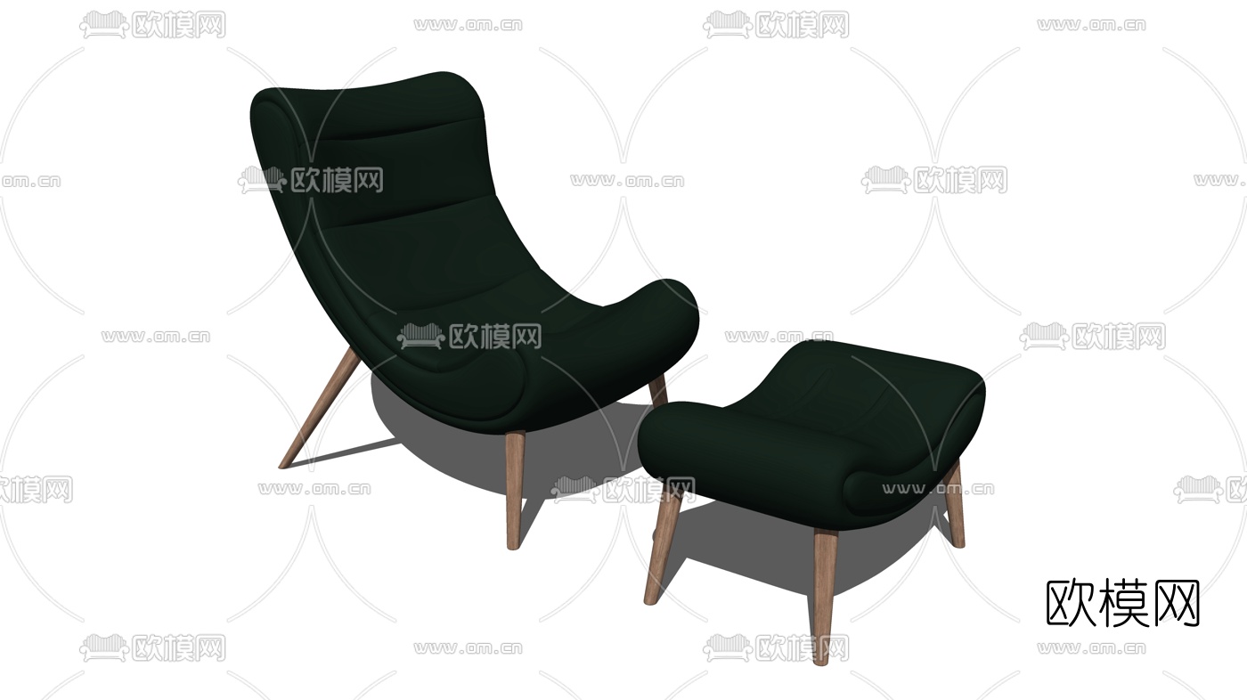 现代布艺休闲躺椅su模型下载（渲染图2）