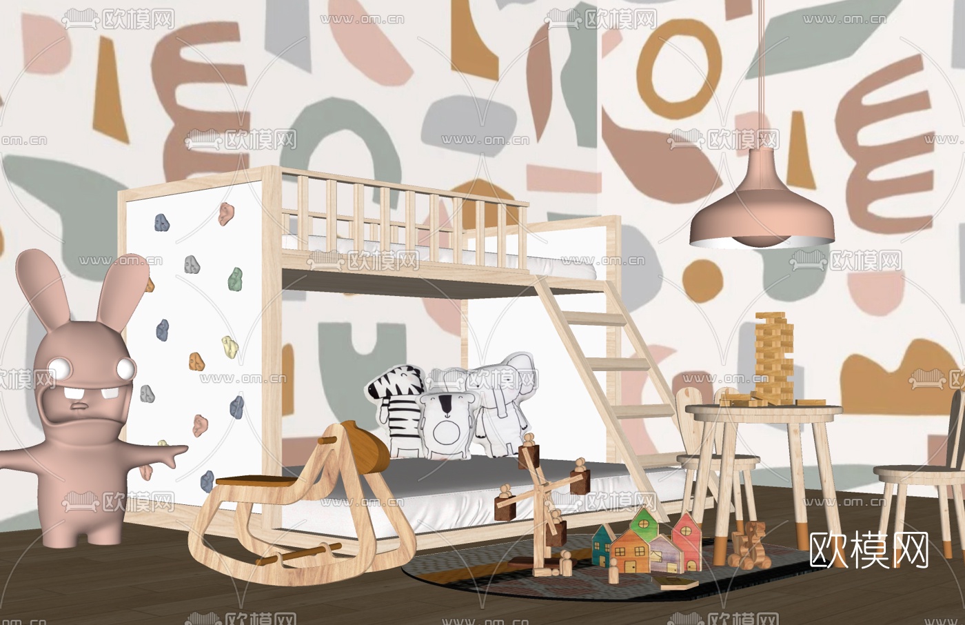 北欧儿童床su模型下载