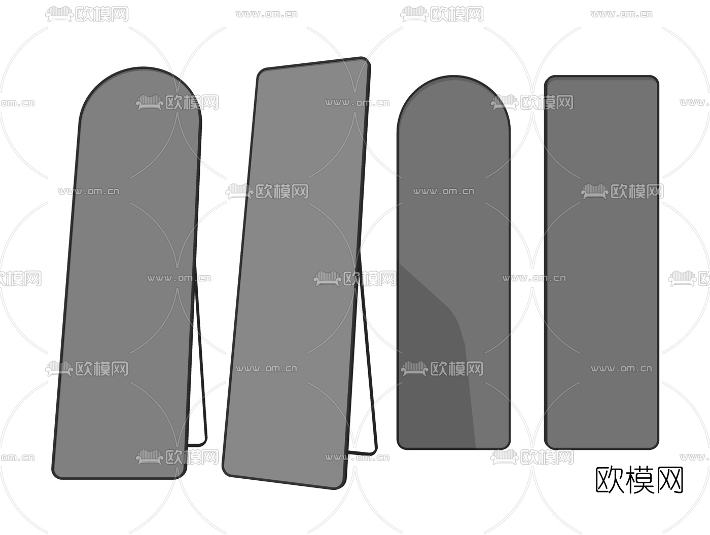 现代镜子全身镜穿衣镜su模型下载（渲染图2）