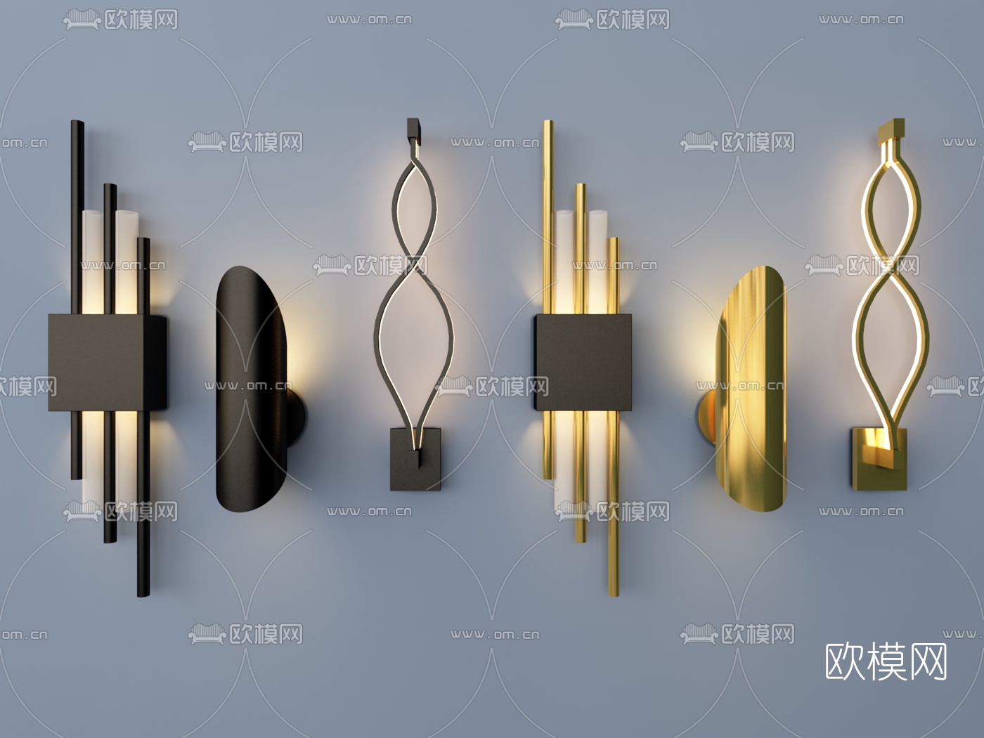 现代金属壁灯3d模型下载