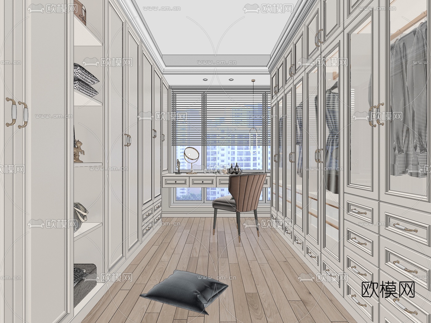 美式衣帽间su模型下载