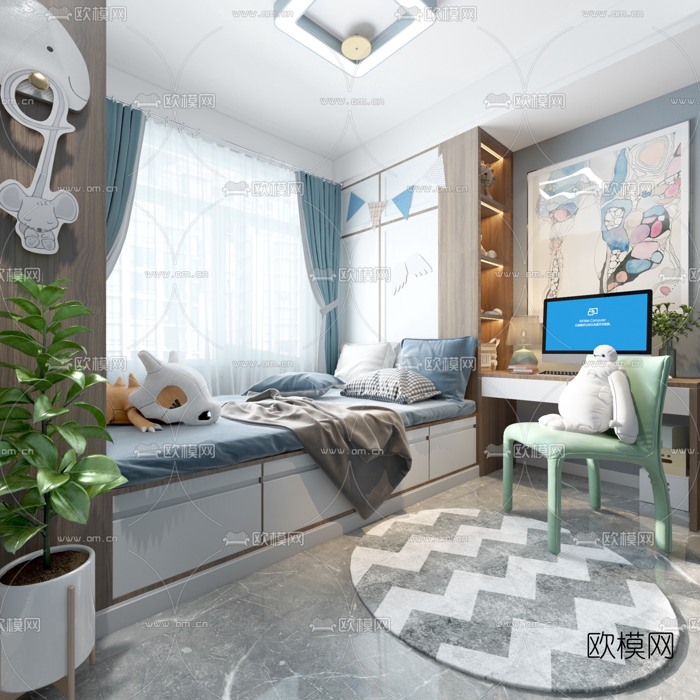 现代榻榻米儿童房3d模型