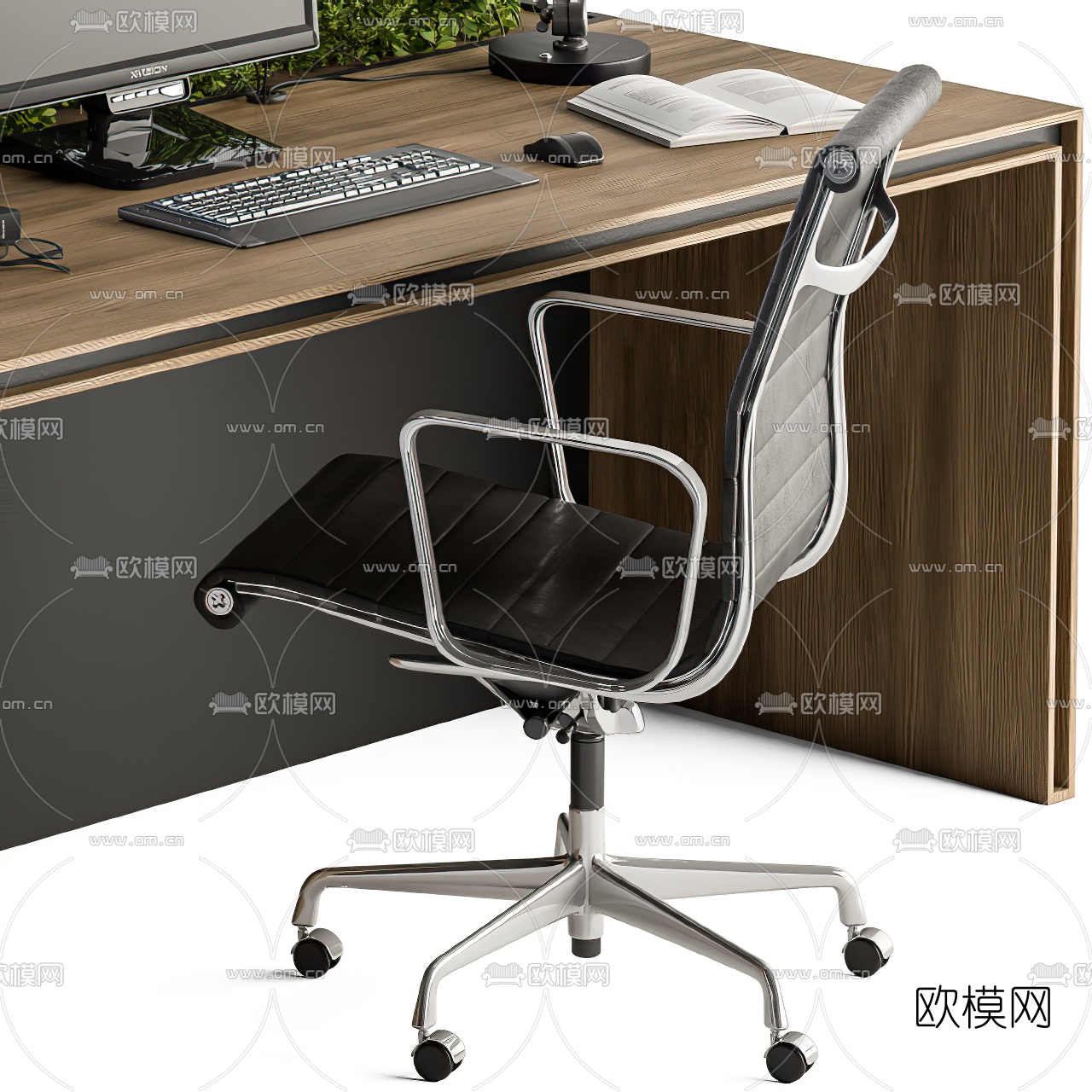 现代办公桌椅卡位3d模型
