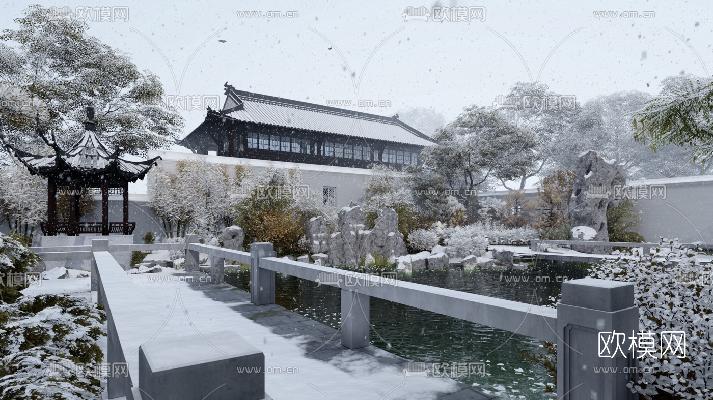 中式古建园林景观3d模型