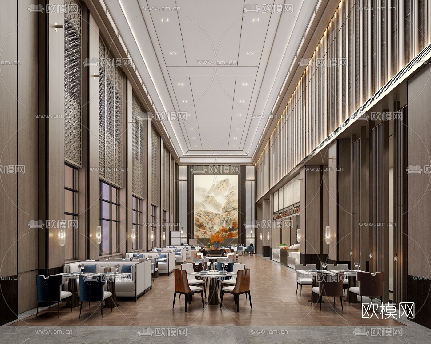 现代酒店自助餐厅3d模型