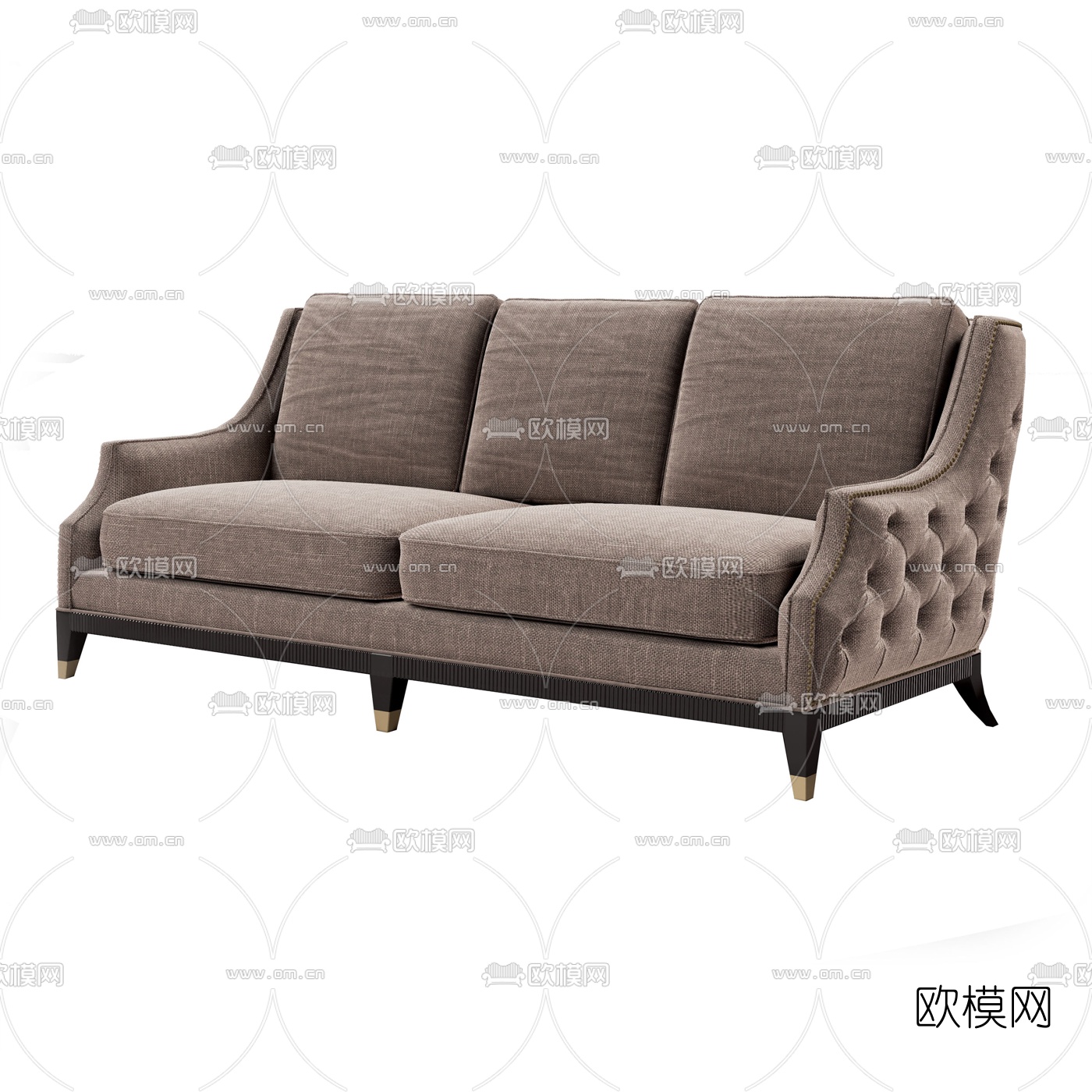 简美布艺双人沙发3d模型