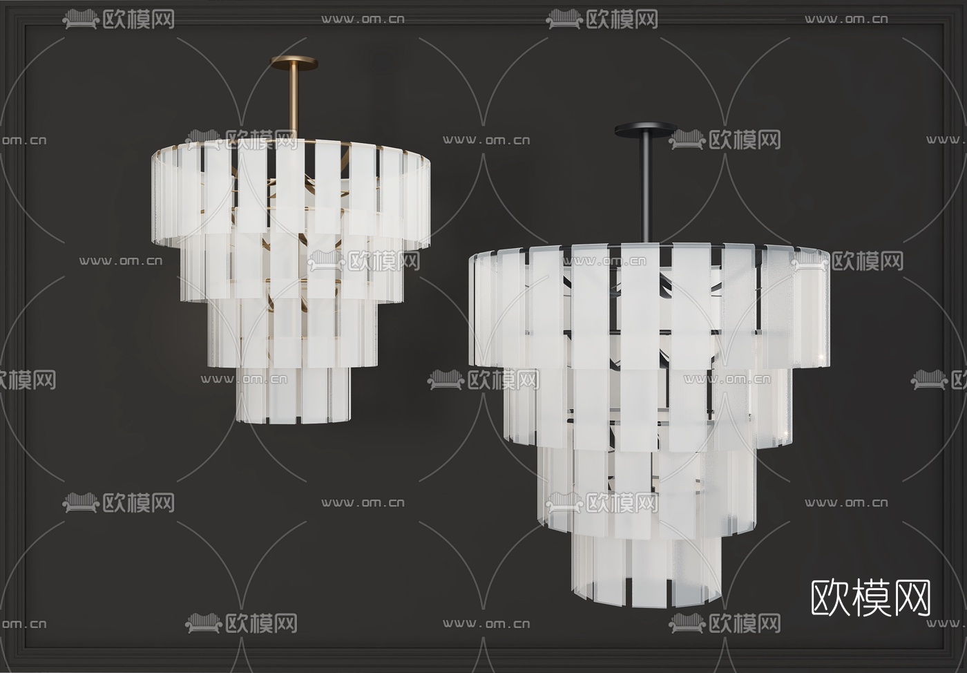 现代轻奢多层玻璃吊灯3d模型