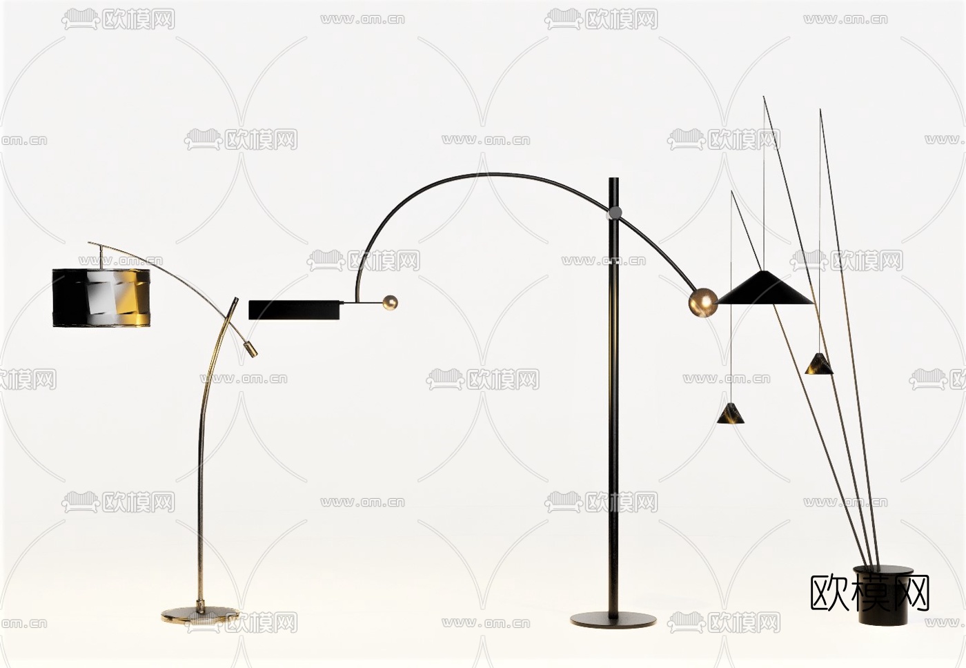 现代落地灯su模型下载（渲染图1）