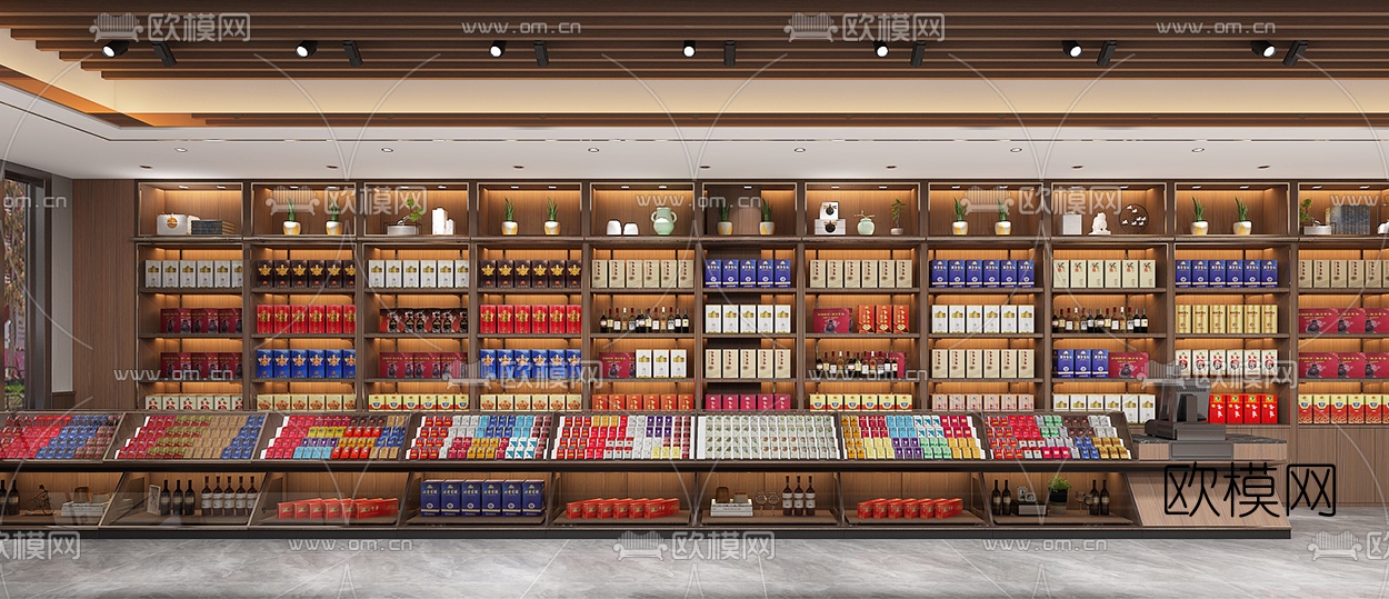 新中式烟酒店3d模型下载（渲染图6）
