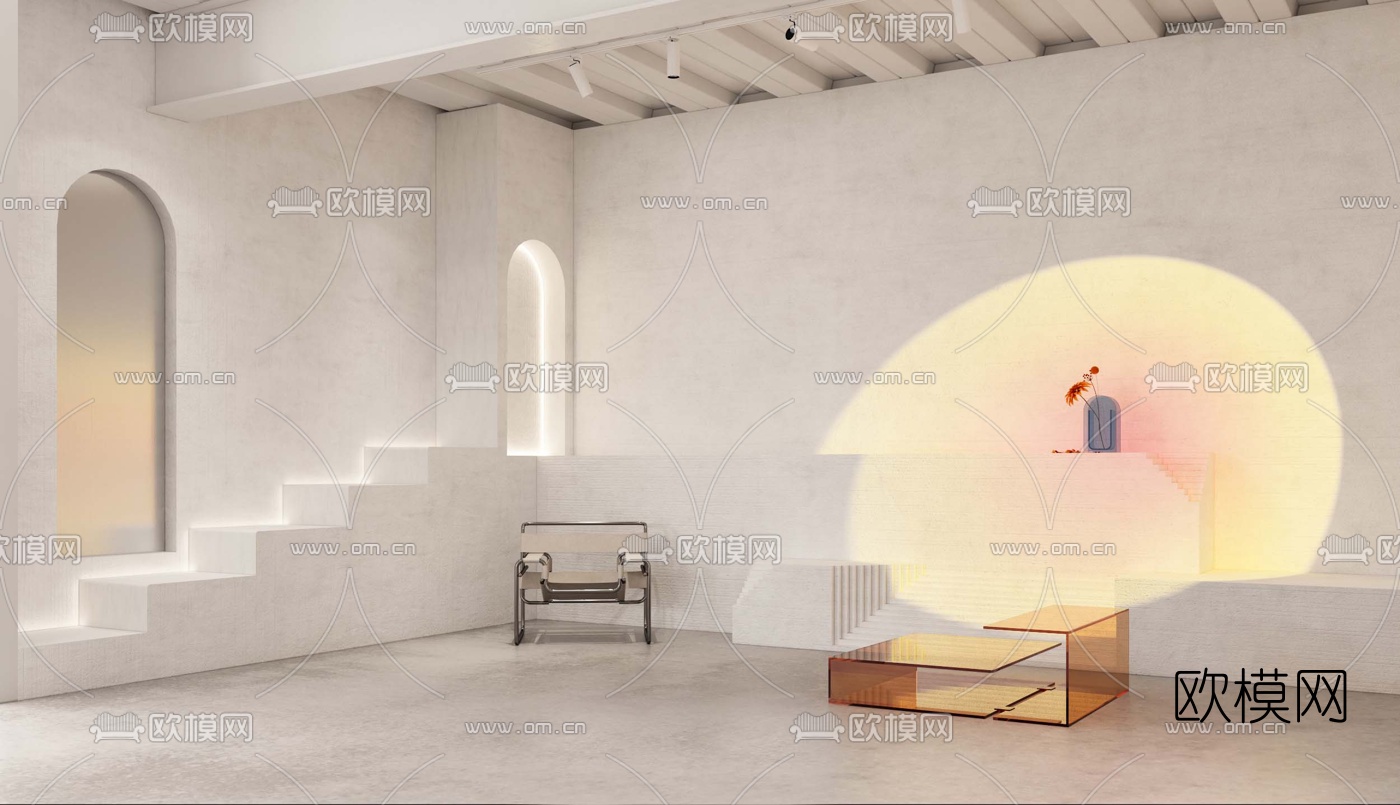 现代极简摄影工作室3d模型下载（渲染图3）