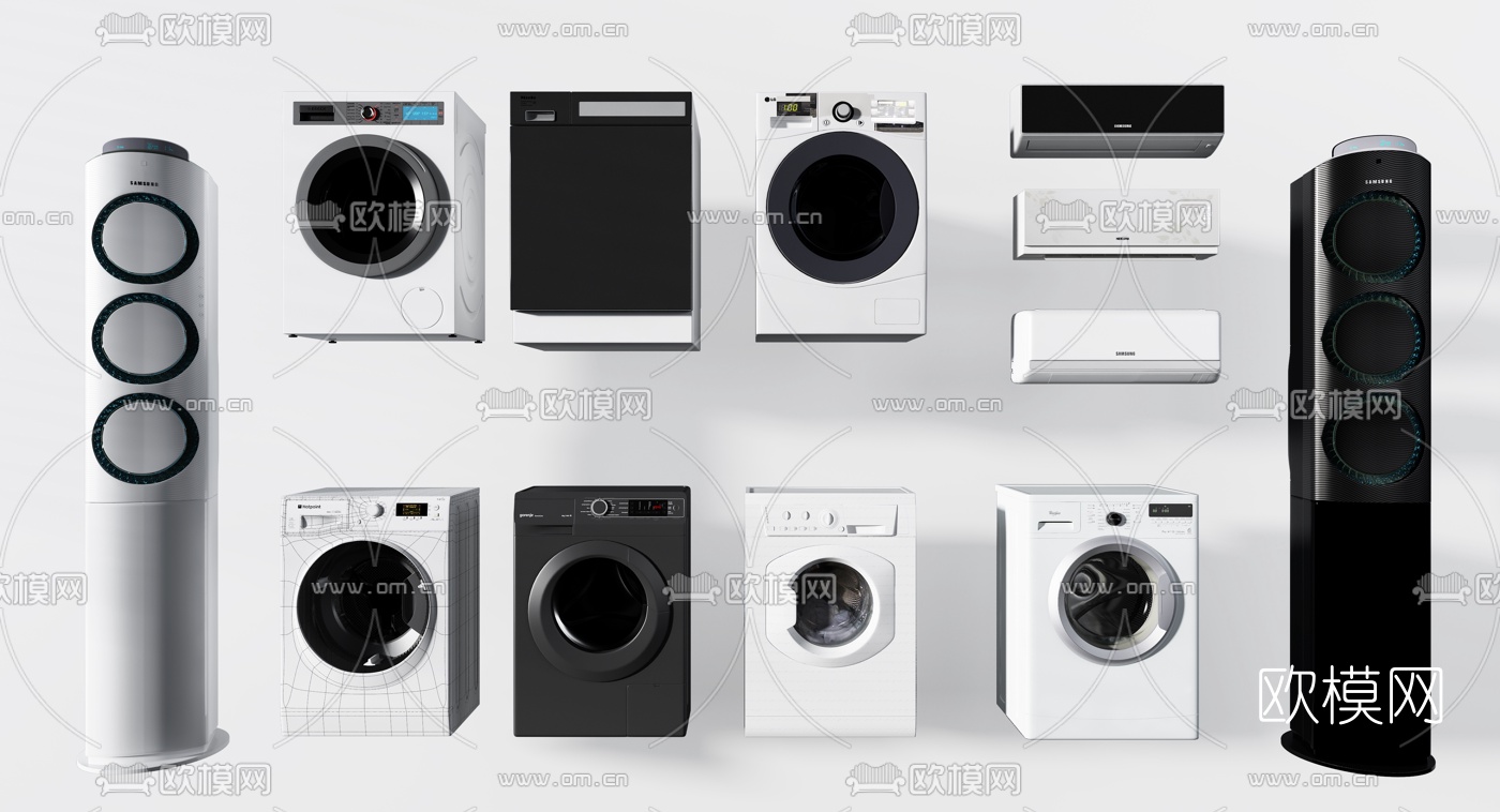 现代滚筒洗衣机空调3d模型下载