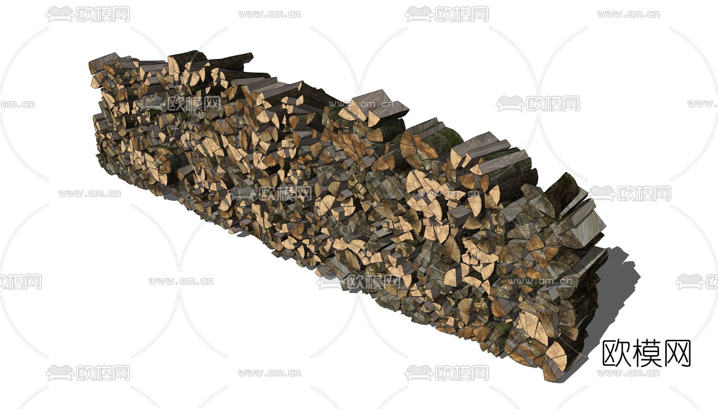 自然风木柴堆su模型下载