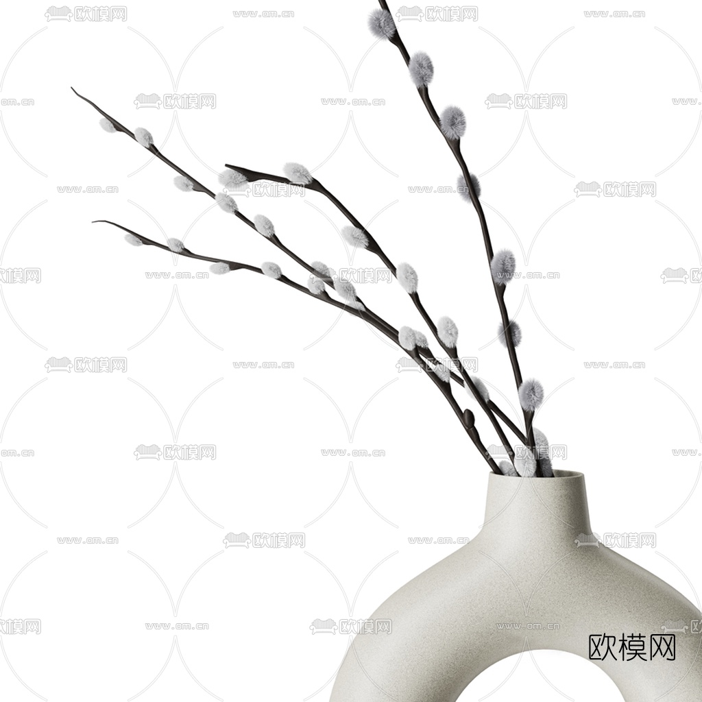 北欧环形花瓶花艺饰品摆件3d模型