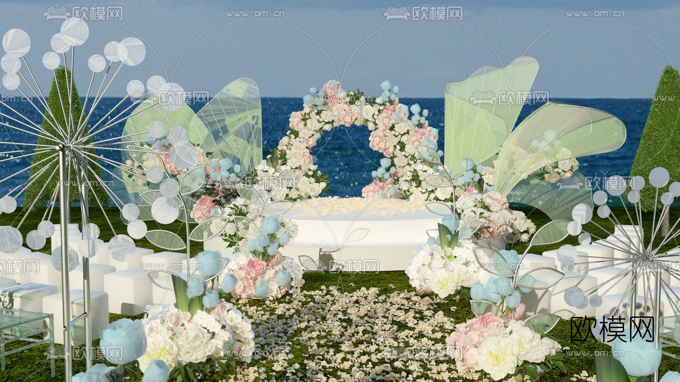 现代海边婚礼婚庆网红拍照3d模型