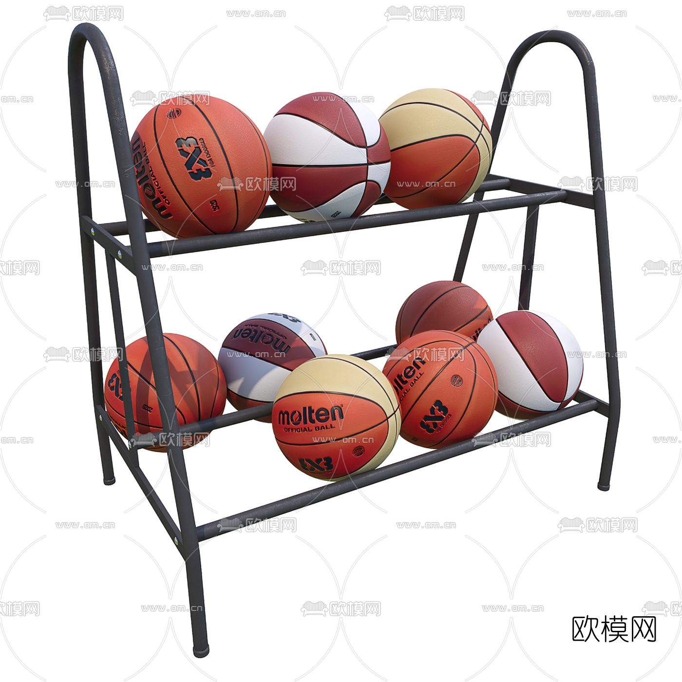 现代篮球半场3d模型