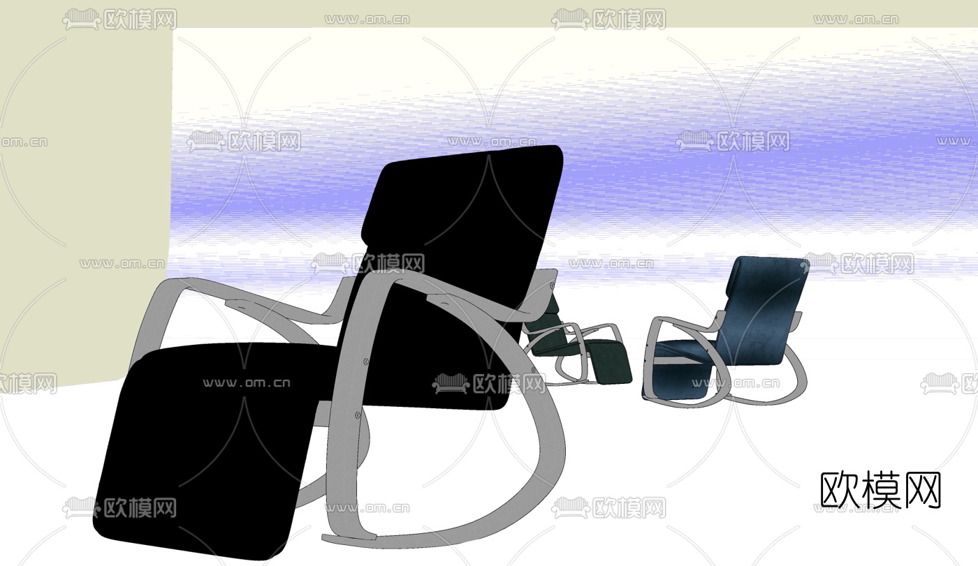 现代轻奢皮革休闲椅su模型下载（渲染图2）