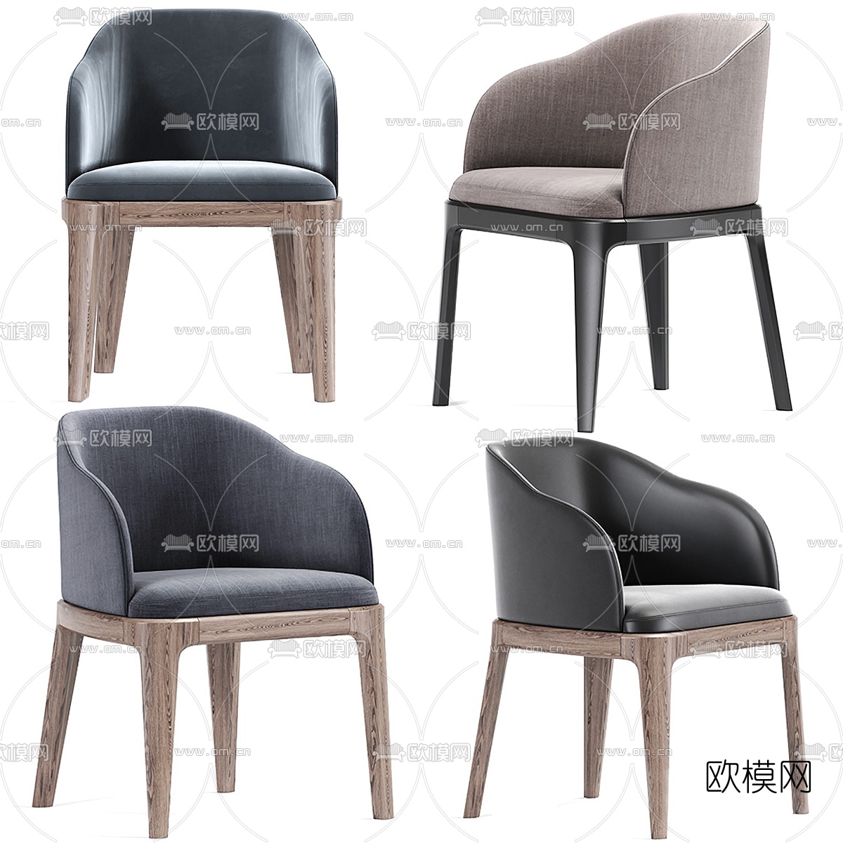 现代布艺餐椅单椅3d模型下载