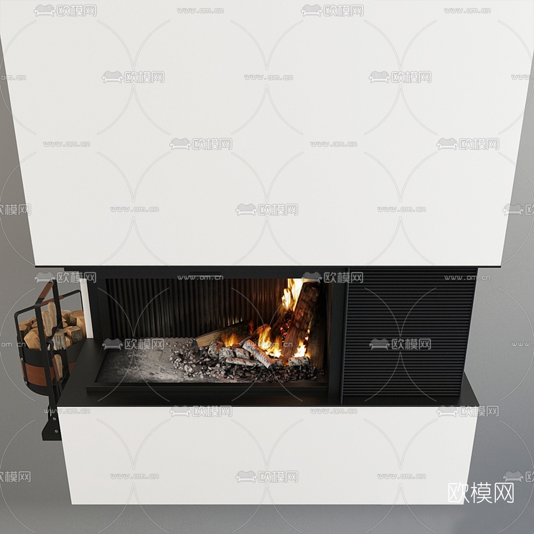 现代壁炉3d模型下载（渲染图4）