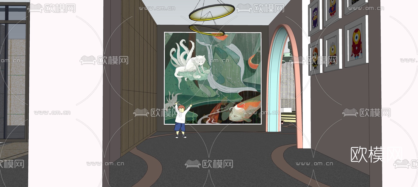 现代幼儿园活动室su模型