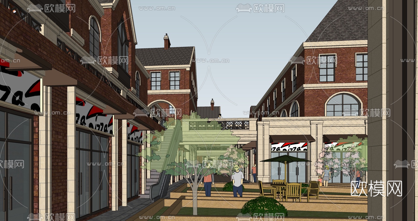 欧式商业街su模型下载（渲染图4）