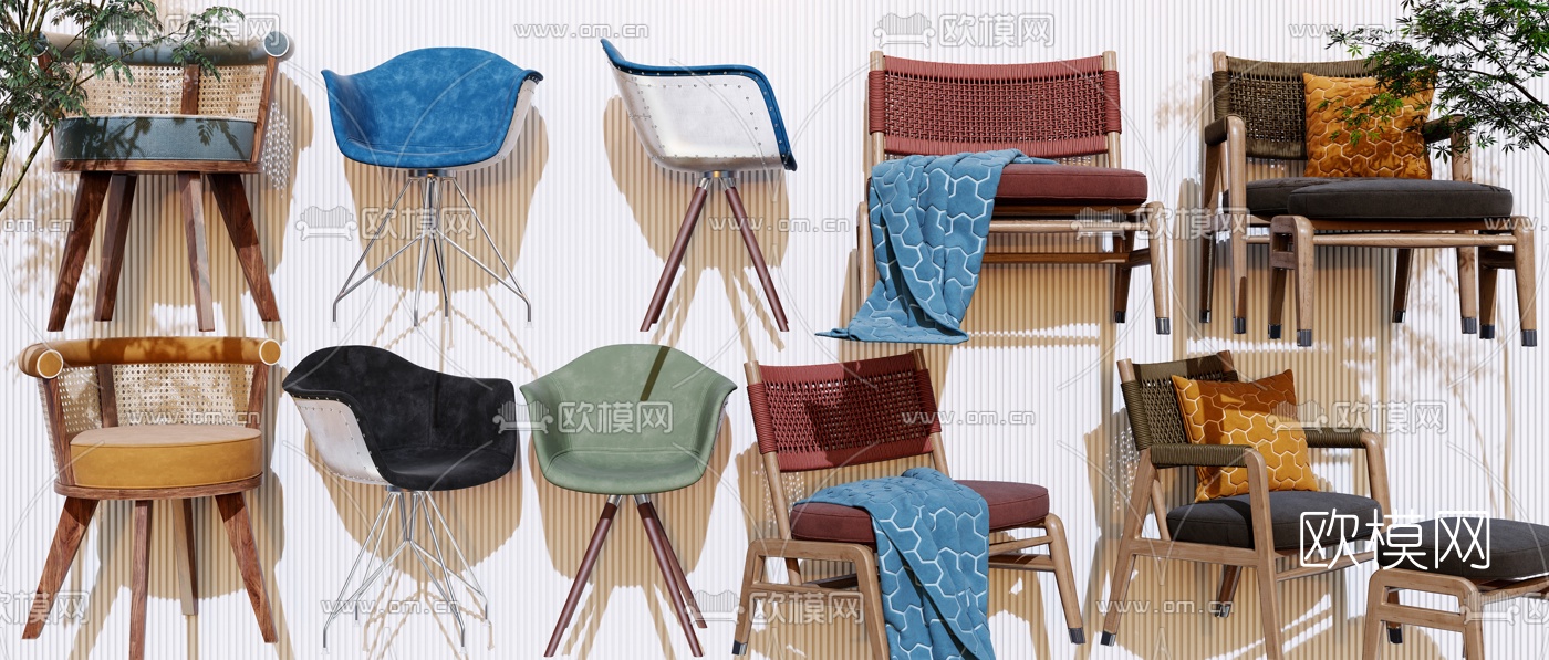 北欧编织户外休闲椅3d模型下载（渲染图1）