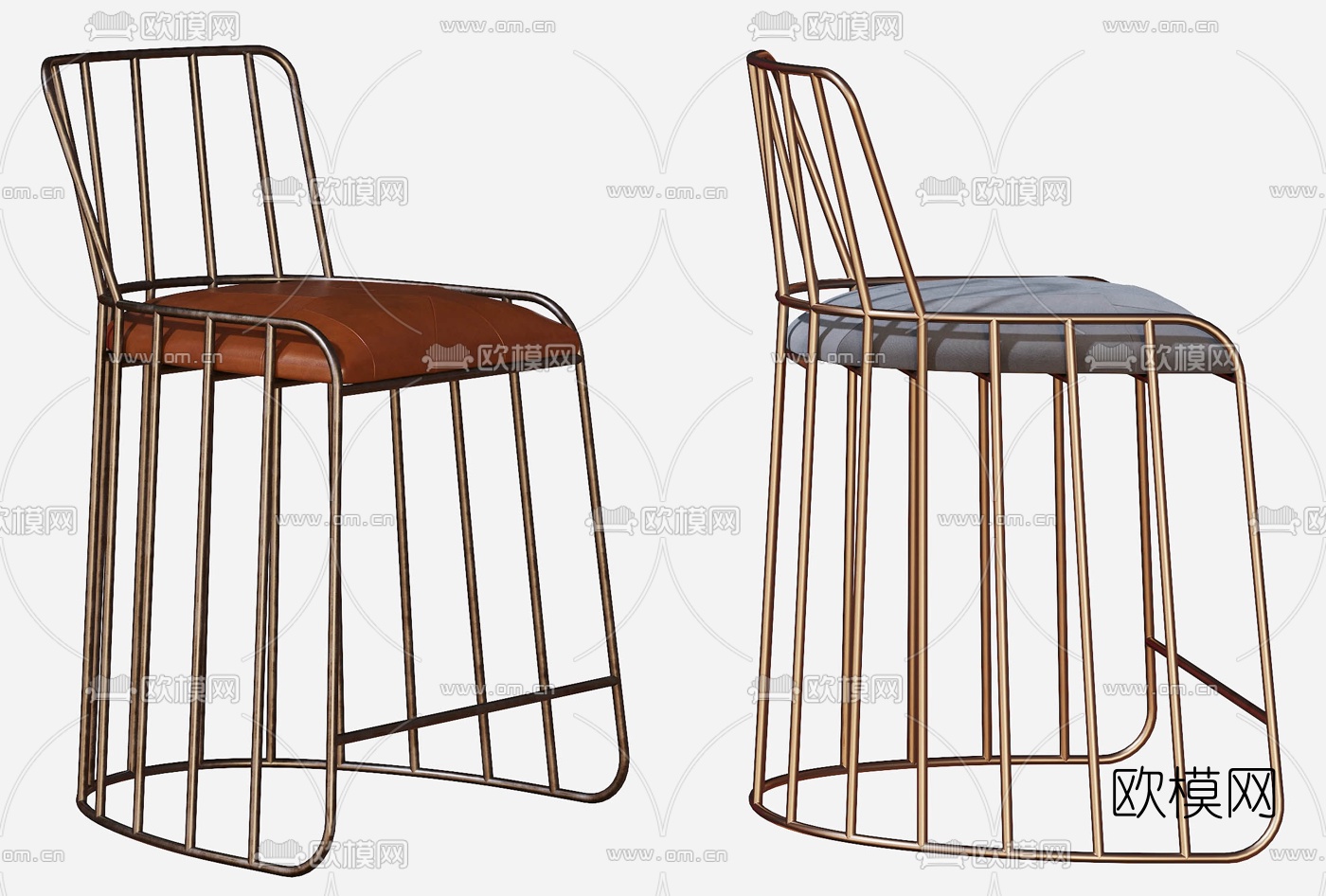 现代金属吧台椅3d模型下载（渲染图2）
