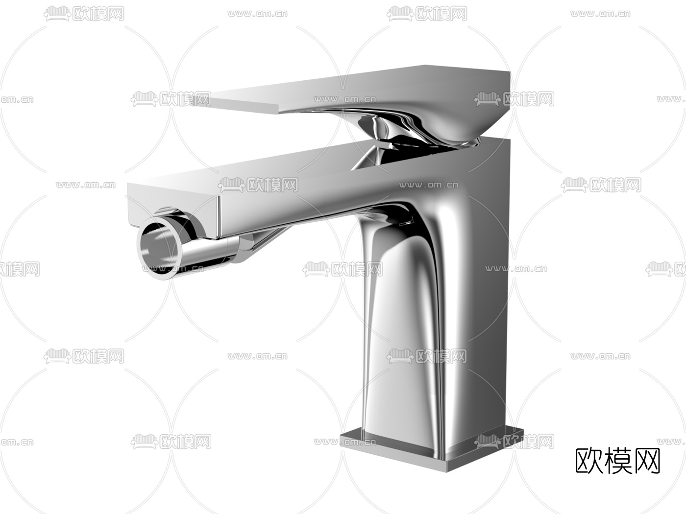 现代不锈钢水龙头3d模型下载（渲染图3）