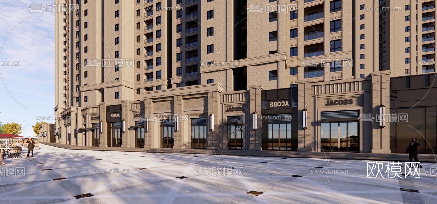 新古典高层公寓楼外观su模型下载（渲染图2）