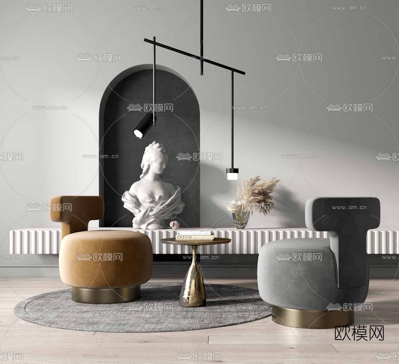 现代轻奢休闲椅su模型下载