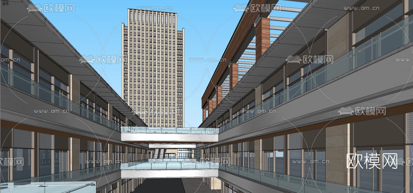 现代商业街su模型