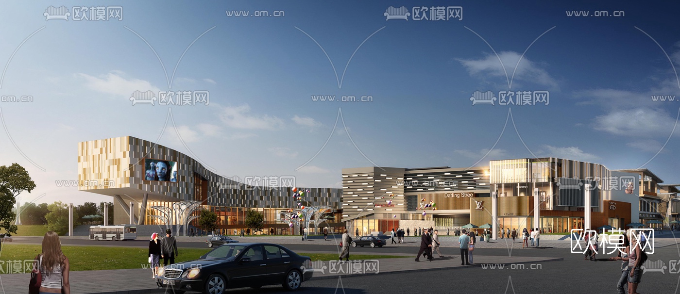 中式商业街su模型下载（渲染图3）