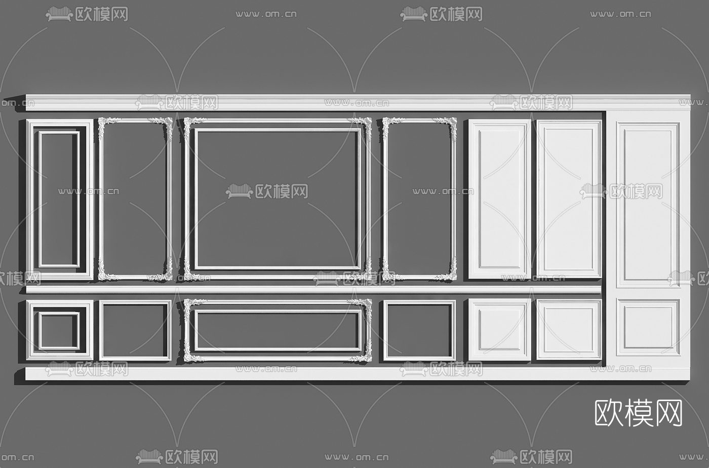 欧式护墙板石膏线条3d模型下载