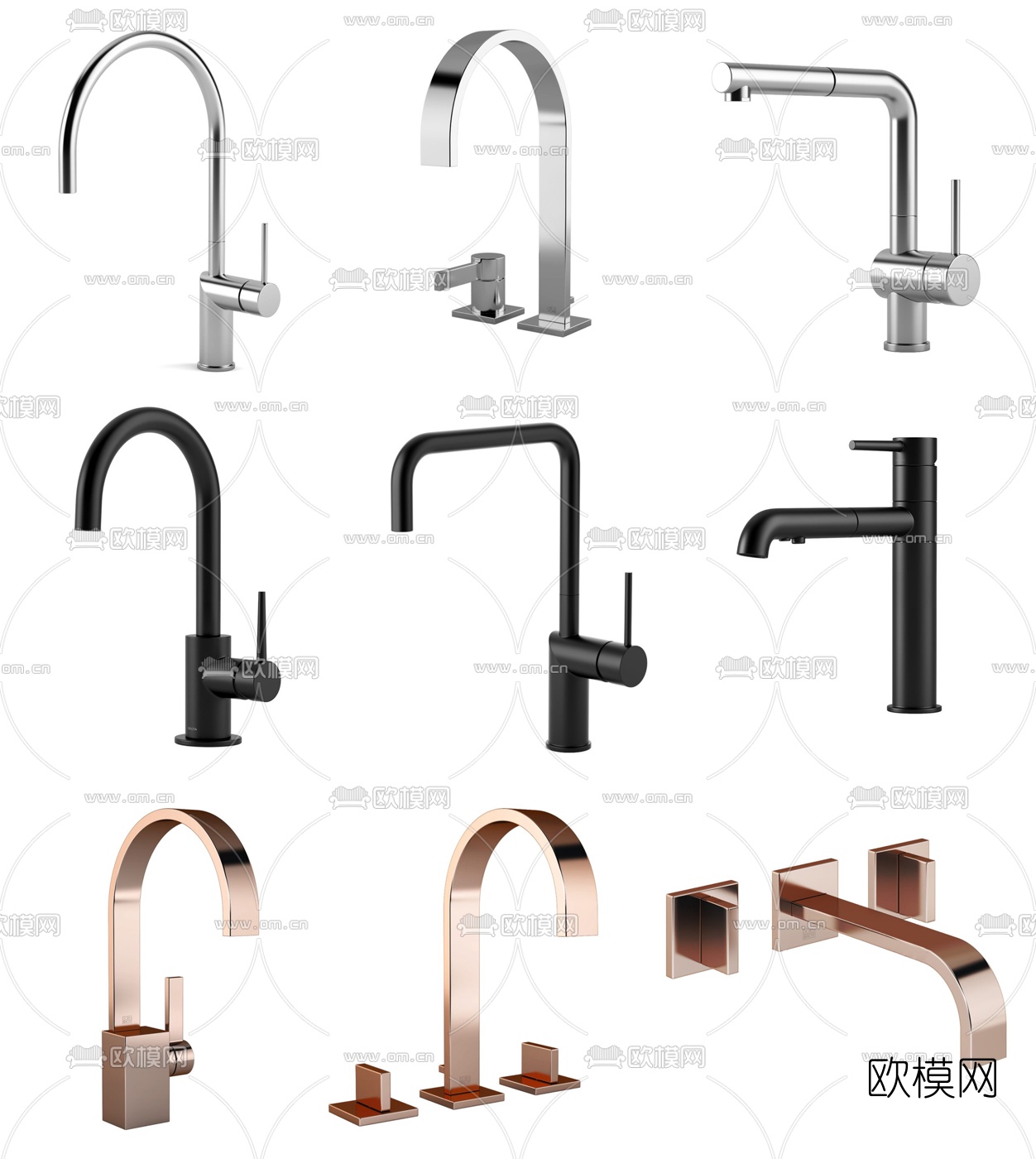 现代不锈钢水龙头3d模型下载