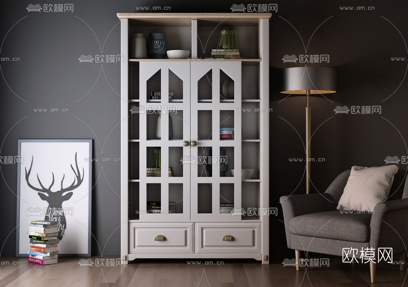 北欧双开门装饰柜3d模型