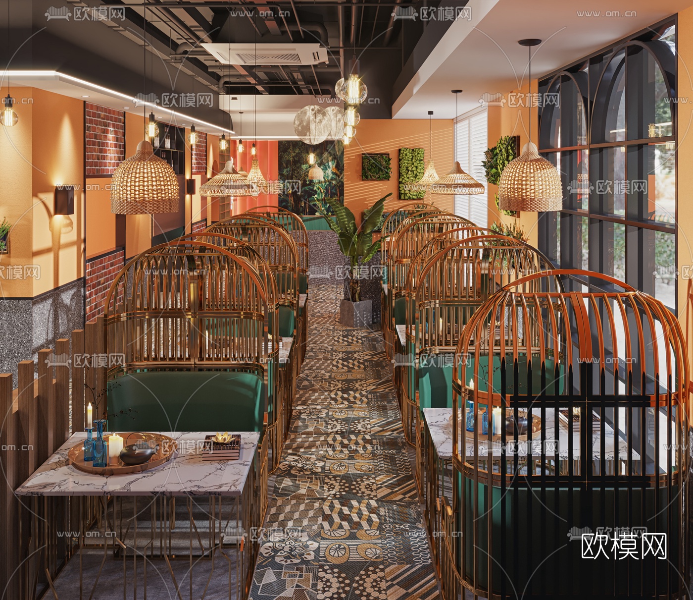 北欧休闲西餐厅3d模型下载（渲染图2）