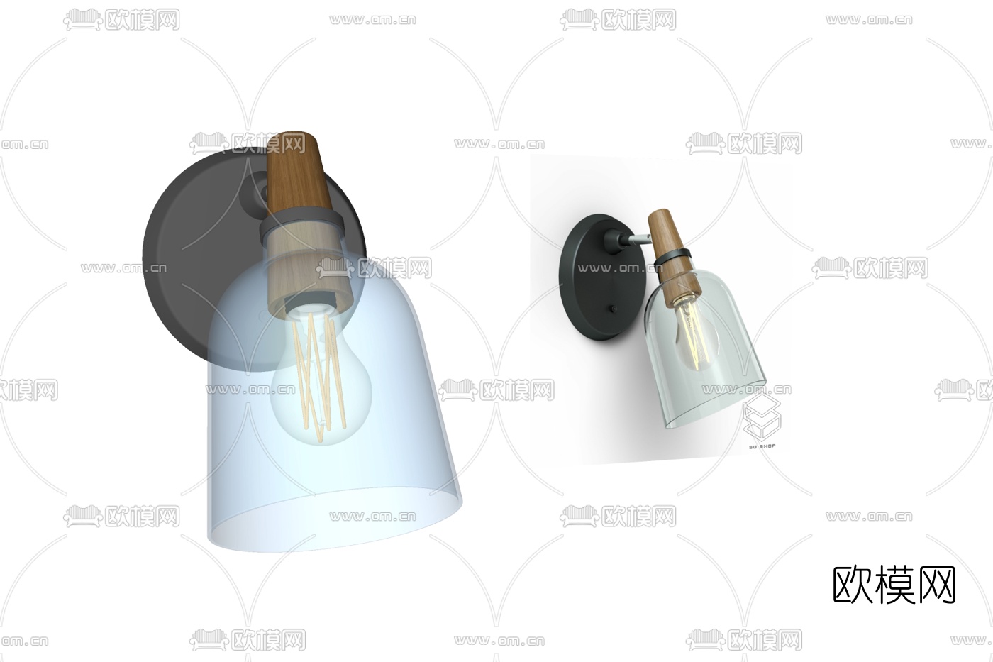 现代金属壁灯免费su模型下载
