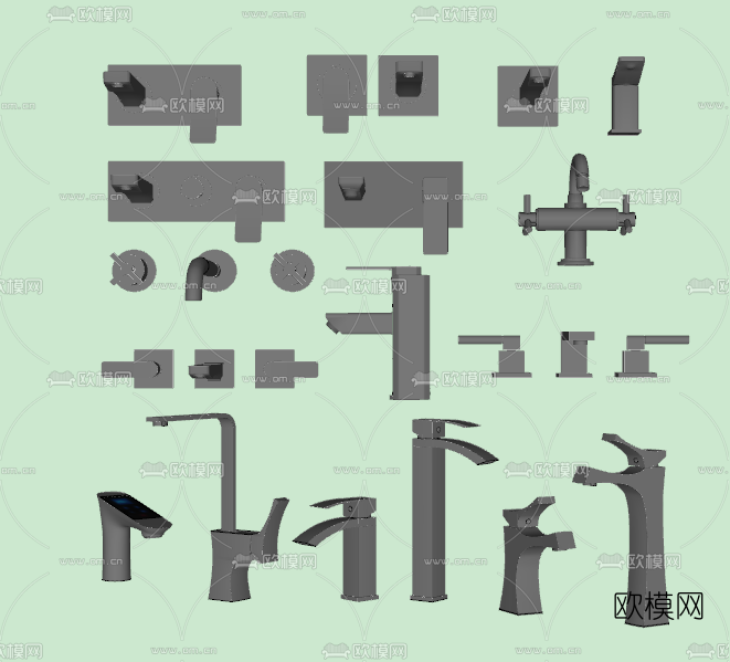 现代金属水龙头su模型下载（渲染图2）