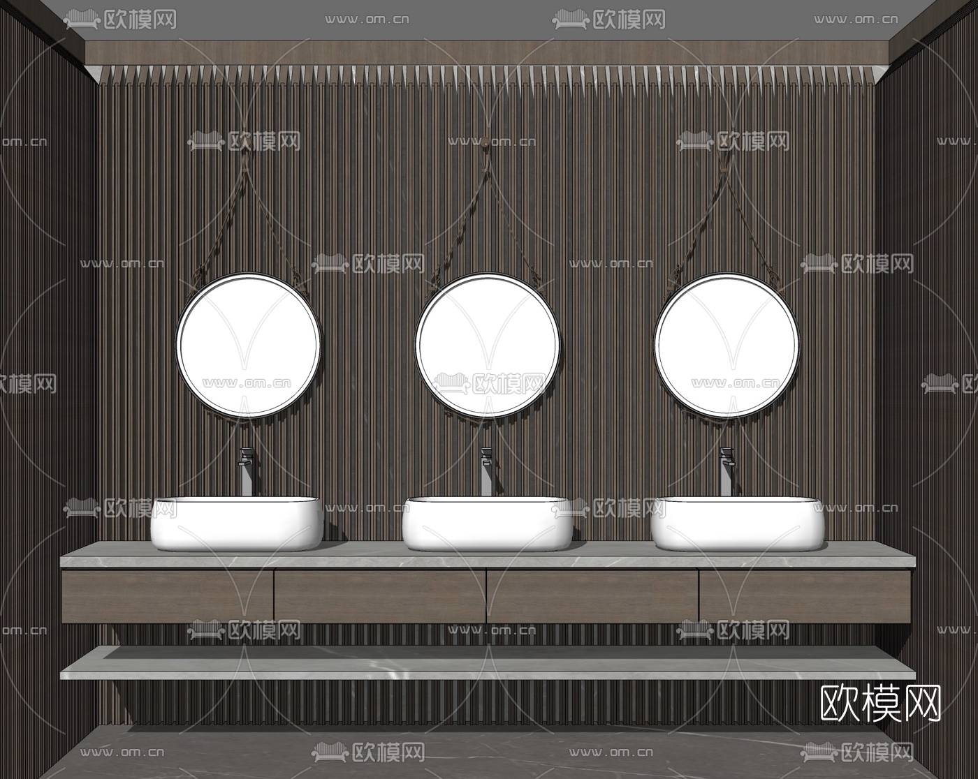 现代卫生间洗手台su模型下载