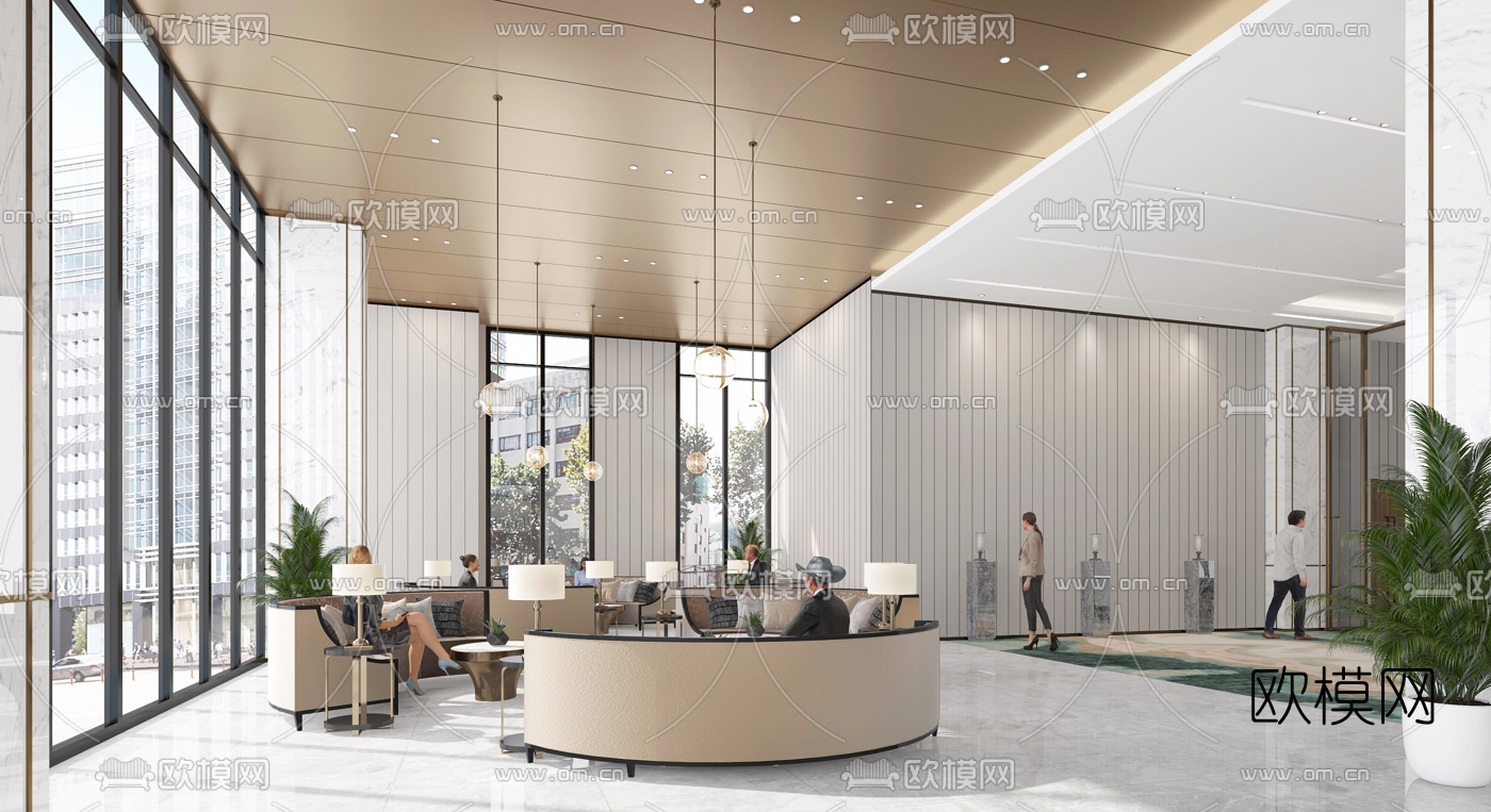 现代前台接待区3d模型