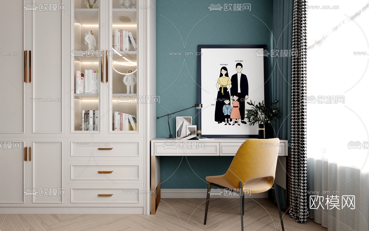 北欧卧室女孩房3d模型下载（渲染图5）