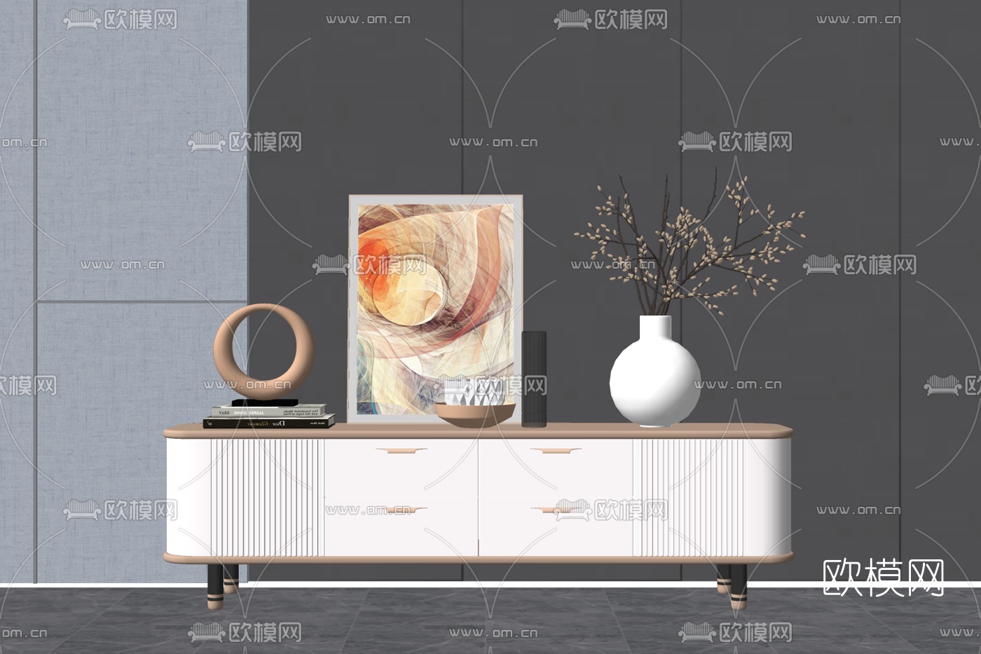 现代轻奢电视柜su模型