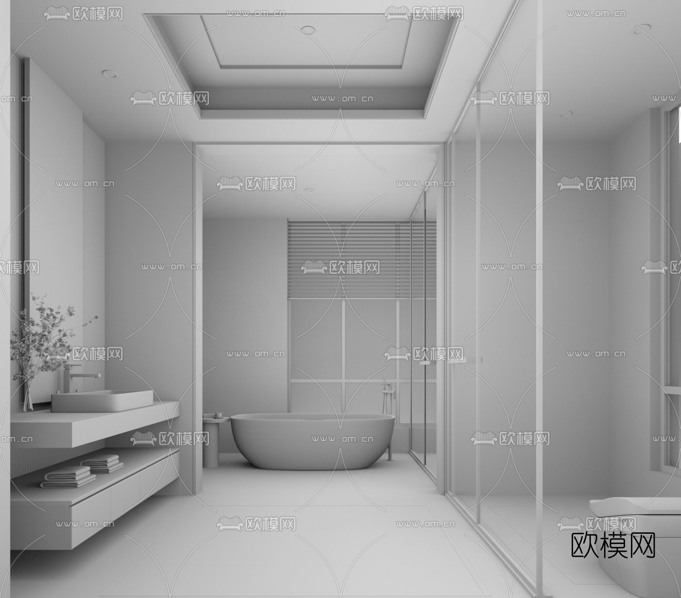 现代卫生间浴室su模型下载（渲染图3）