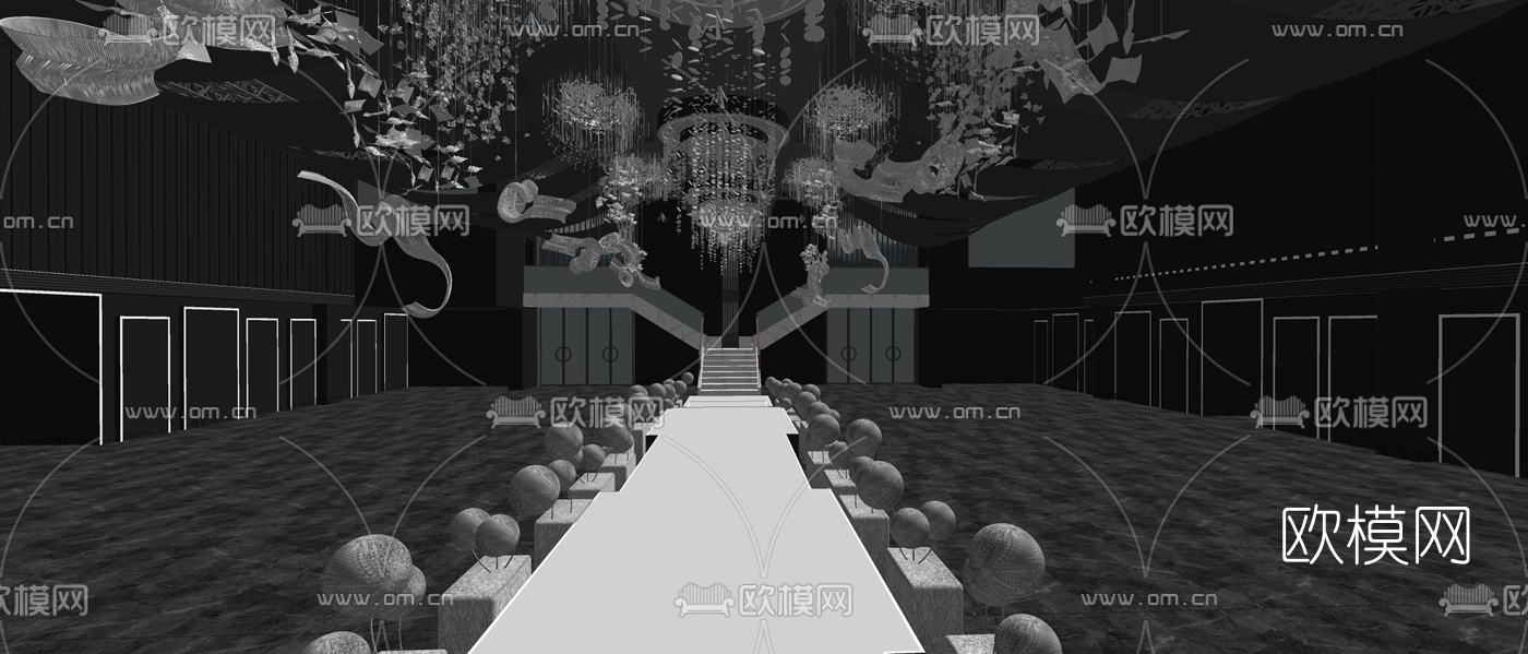 现代宴会厅su模型下载（渲染图3）