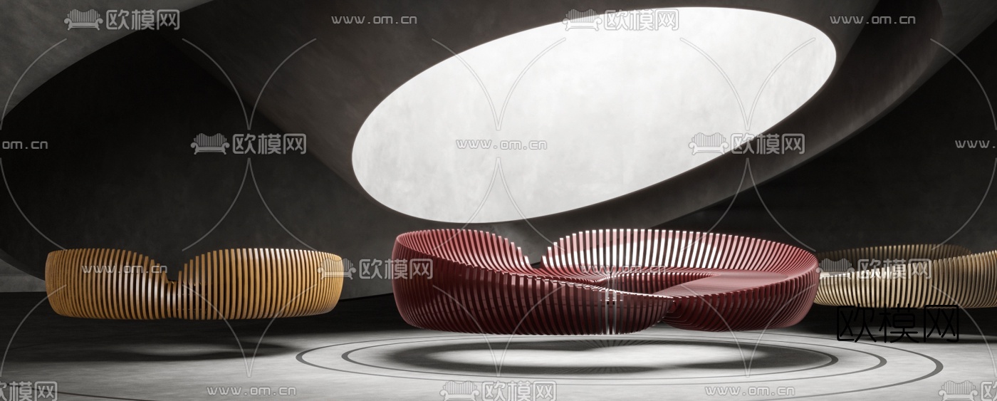 现代简约异形沙发3d模型下载（渲染图3）