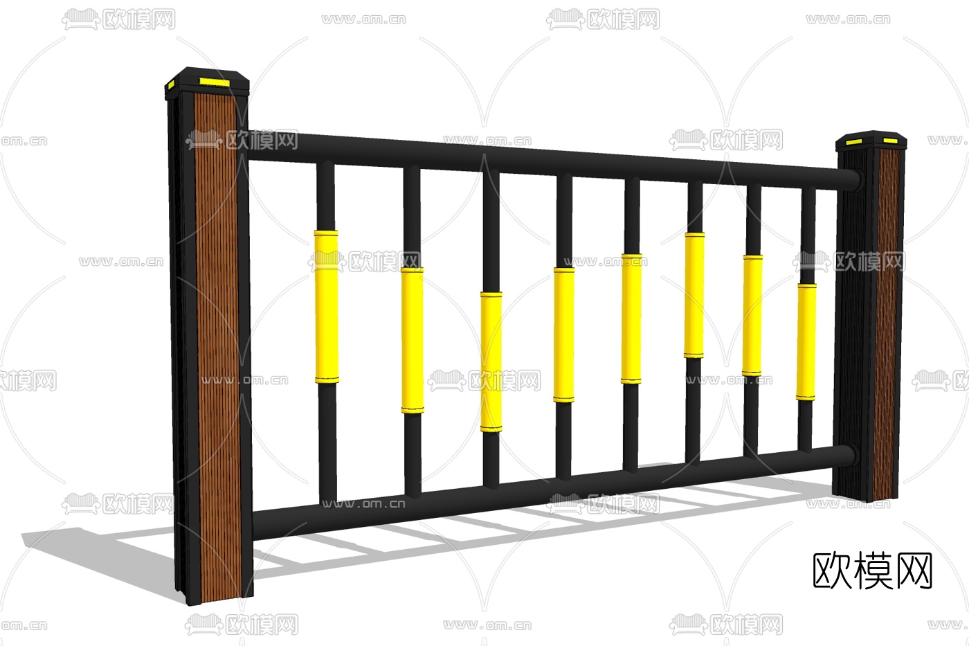 现代金属护栏免费su模型下载