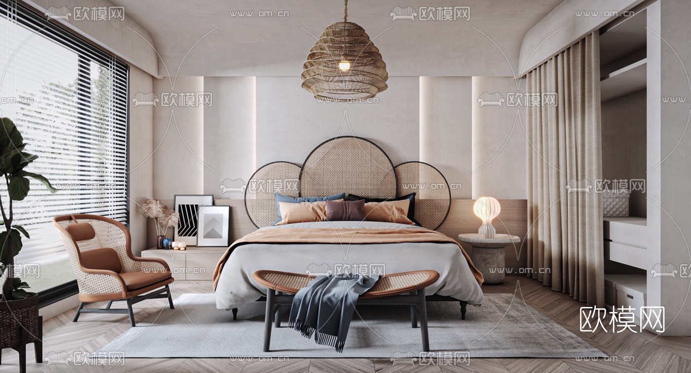 东南亚卧室3d模型下载