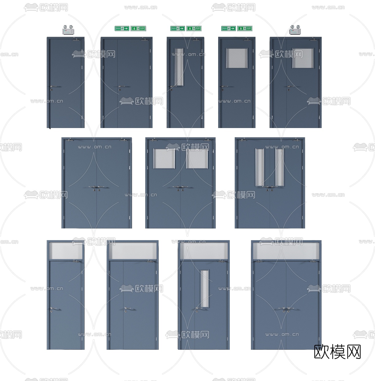 现代防火门消防通道门3d模型下载