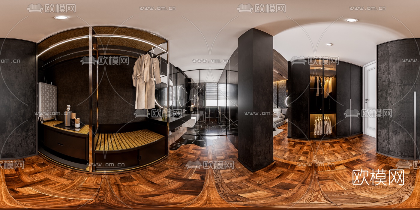 现代卫生间浴室cr全景3d模型