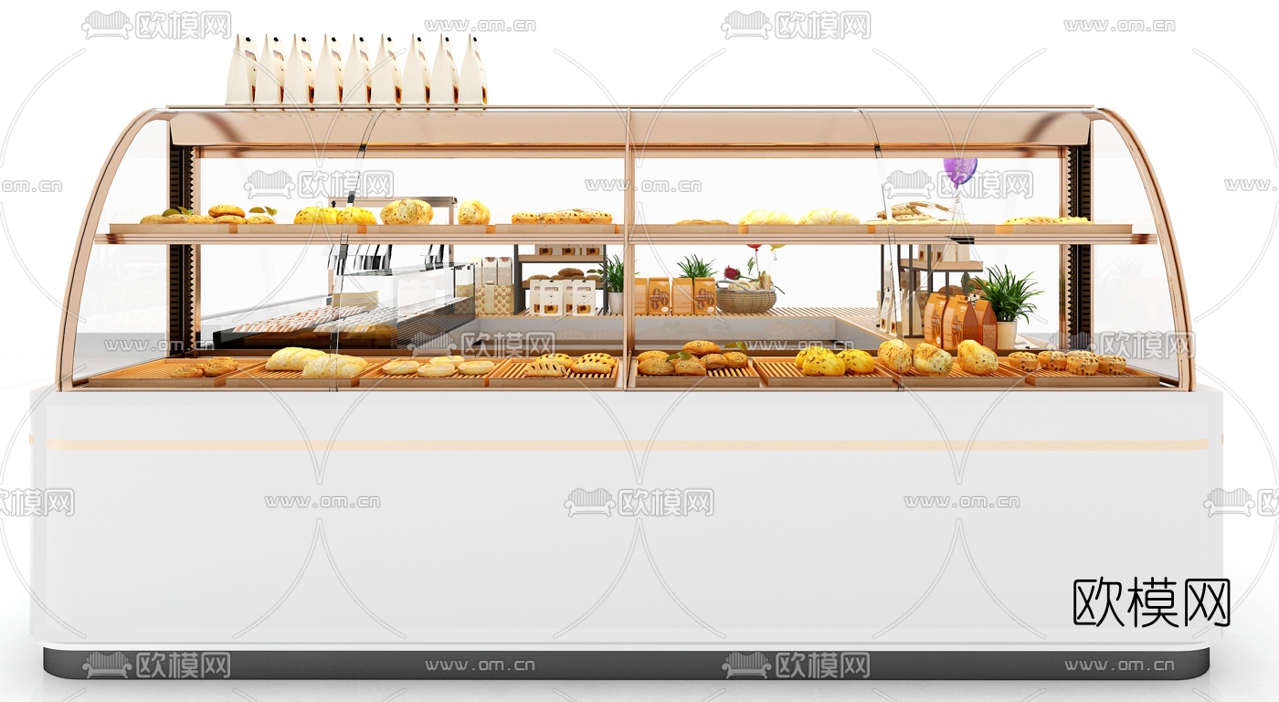 现代面包蛋糕货架展柜3d模型